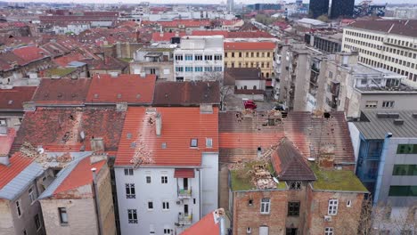 earthquake in zagreb, during covid19 corona virus - aerial footage