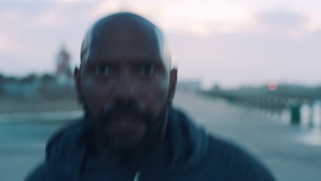 Fitness and black man running outdoor for health
