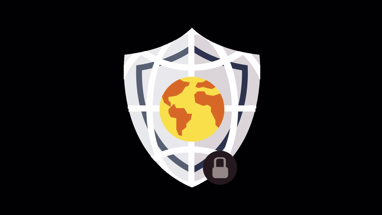 Animated Icon of Global Internet Security Shield with Padlock