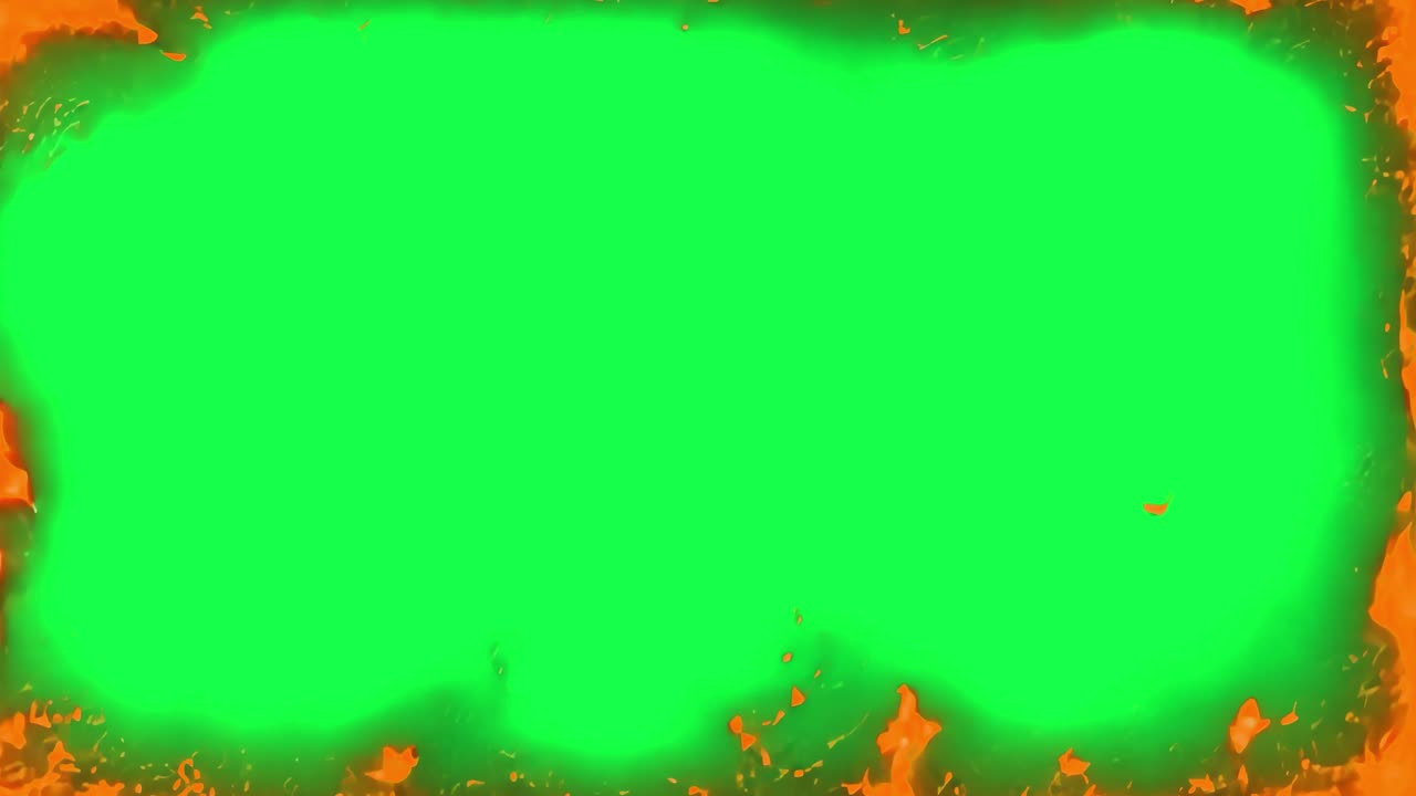 Flames border animation, transparent 4K video, green screen