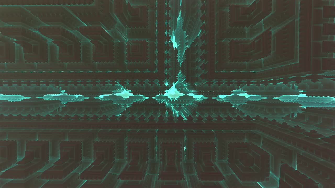 Detailed fractal grid forming a vast, futuristic supercomputer landscape