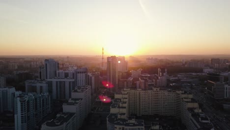 sunrise over city skyline