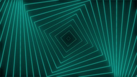 fondo de túnel geométrico de neón digital abstracto en bucle. patrón de animación brillante futurista de 4k que avanza con colores verdes azules en tecnología oscura y concepto cibernético con espacio de copia