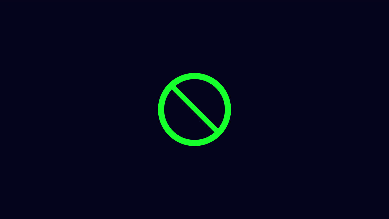 Neon Green Prohibition Sign on Dark Background