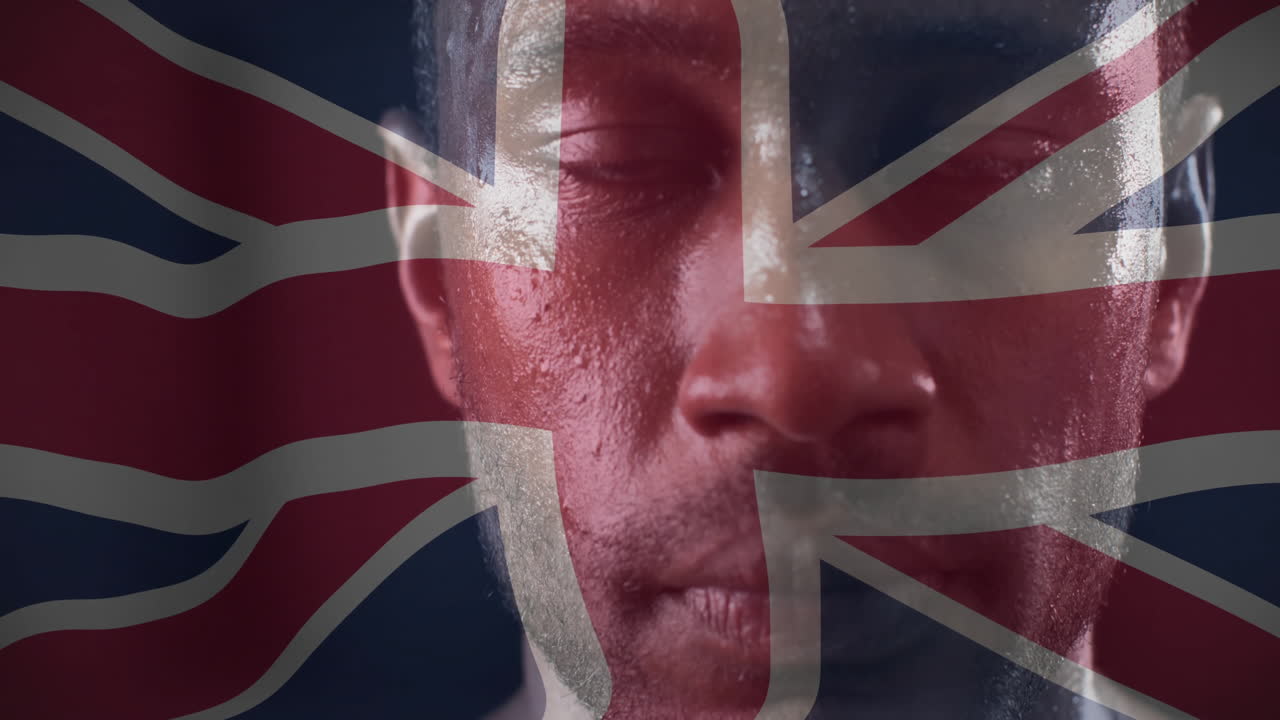 아프리카계 미국인 남성 운동선수 위에 그레이트 브리튼의 발의 애니메이션