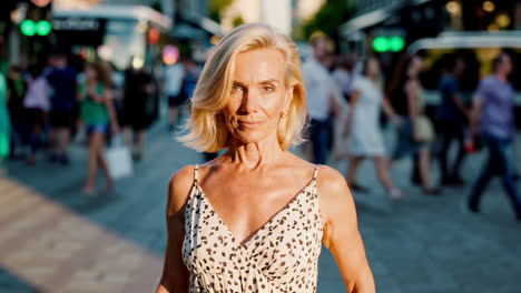 mature woman in a city street