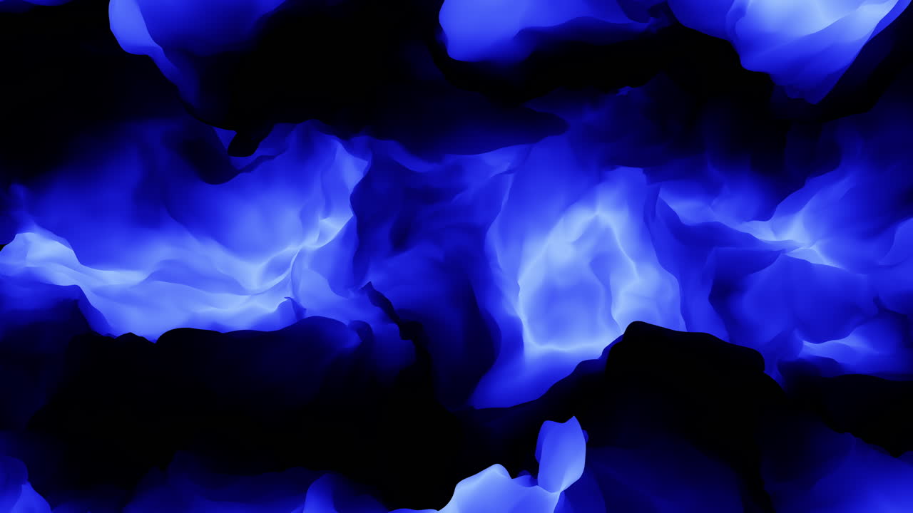 patrón circular de líneas azules curvas que forman una llama sobre un fondo negro