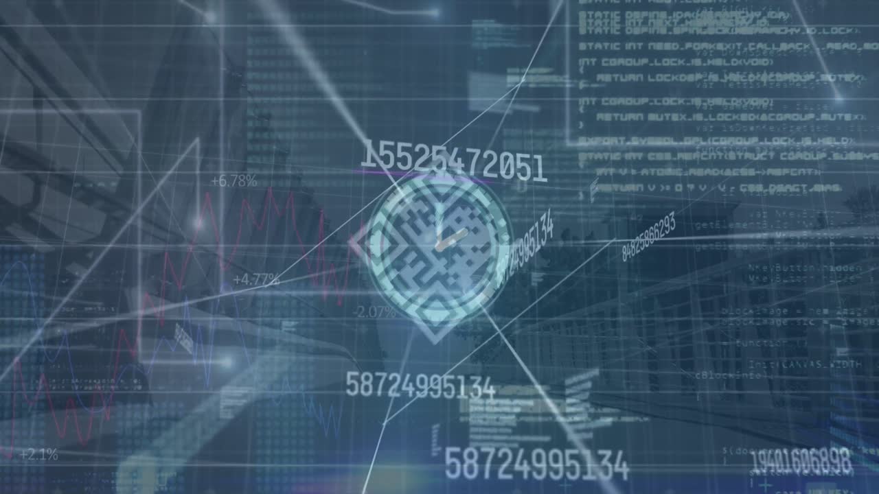 데이터 처리 및 시계 틱의 애니메이션 브리지 및 qrcode