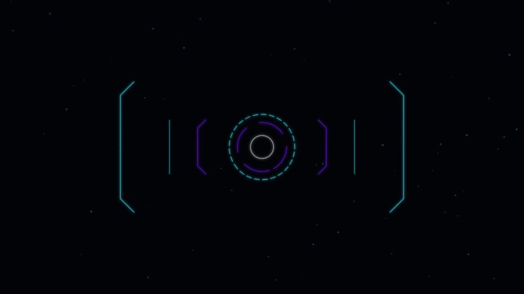 Futuristic Digital HUD Interface with Rotating Circular Elements