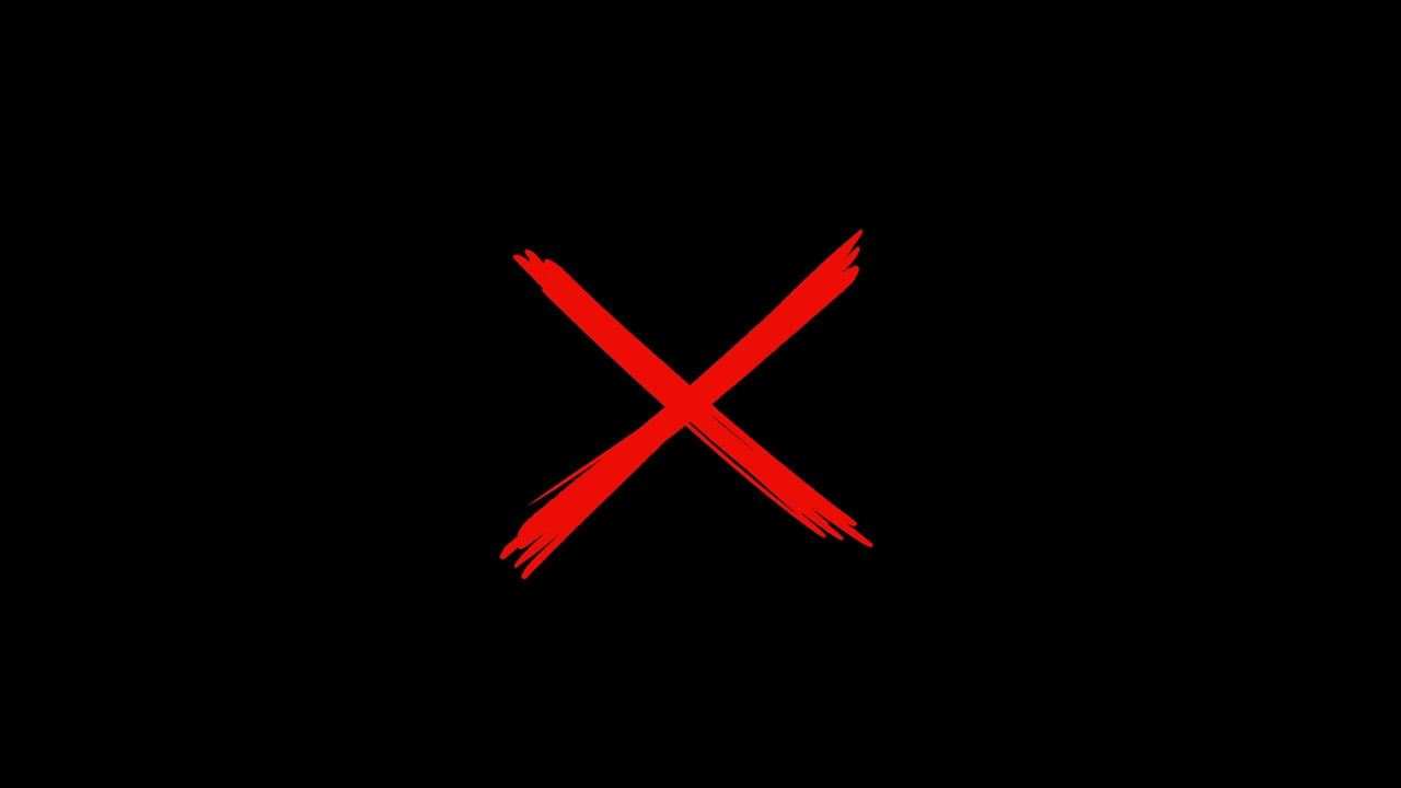 Hand-Drawn Red X Mark on Black Background