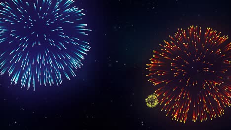 33 colorful fireworks display on the black screen background powerful explosion of pyrotechnics
