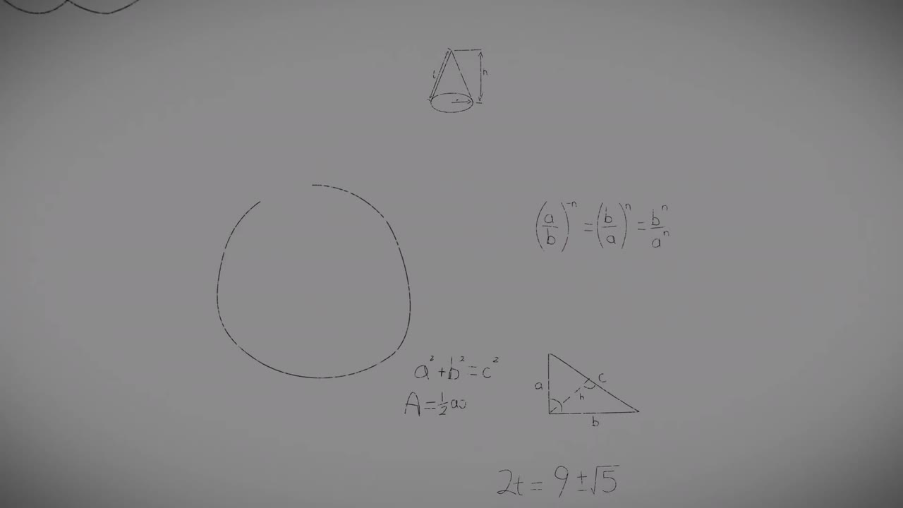 animación de fórmulas matemáticas sobre un fondo gris