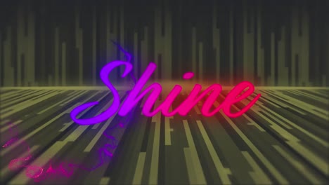 animation of shine text over moving stripes