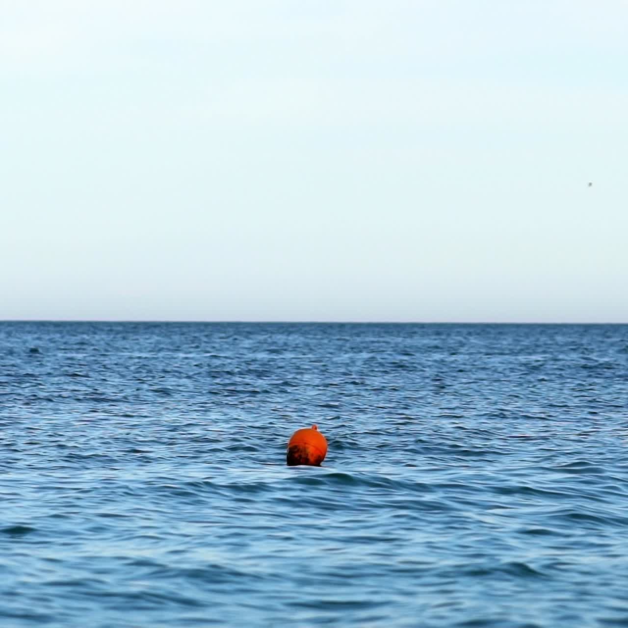 Navigational buoy in sea