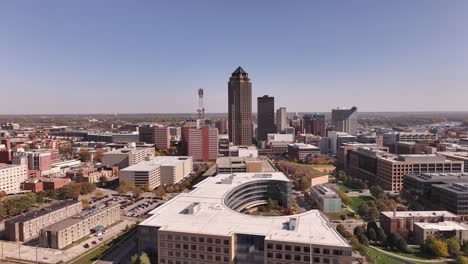 Downtown-des-moines-skyline-drone-shot