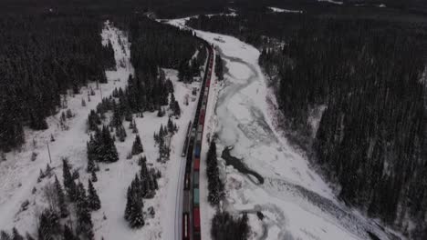 Luftaufnahmen-Kanada-Zug-Schnee-Winter