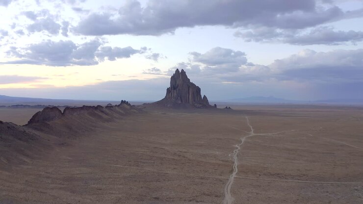 Shiprock NM Sunset Aerial Truck Shot in 4k
