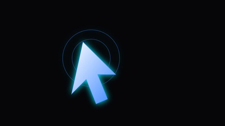 Computer Mouse Cursor Clicking on Black Background