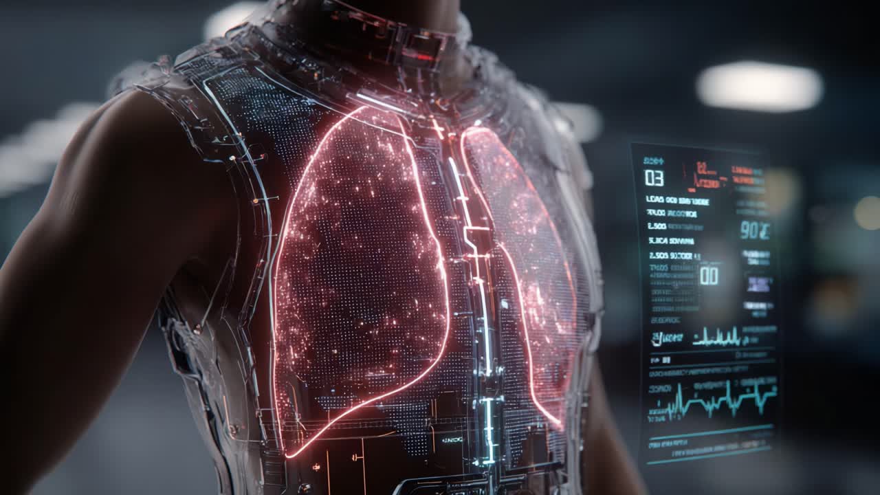 Futuristic Medical Visualization of Lungs: A Glimpse into Advanced Health Monitoring and AI Integration for Enhanced Respiratory Understanding and Treatment