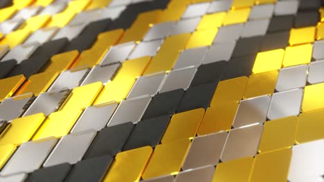 abstract geometric pattern of gold, silver, and black tiles