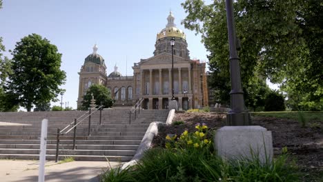 iowa state capitol building in des moines, iowa with gimbal video wide shot stable