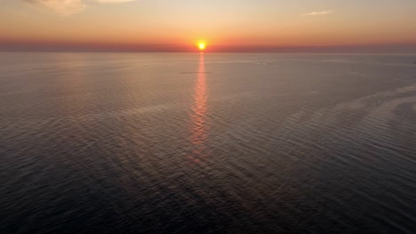 golden sunset over the calm sea in kornati, croatia. - aerial shot