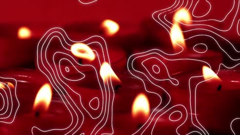 animation of contour lines moving over lit red candles