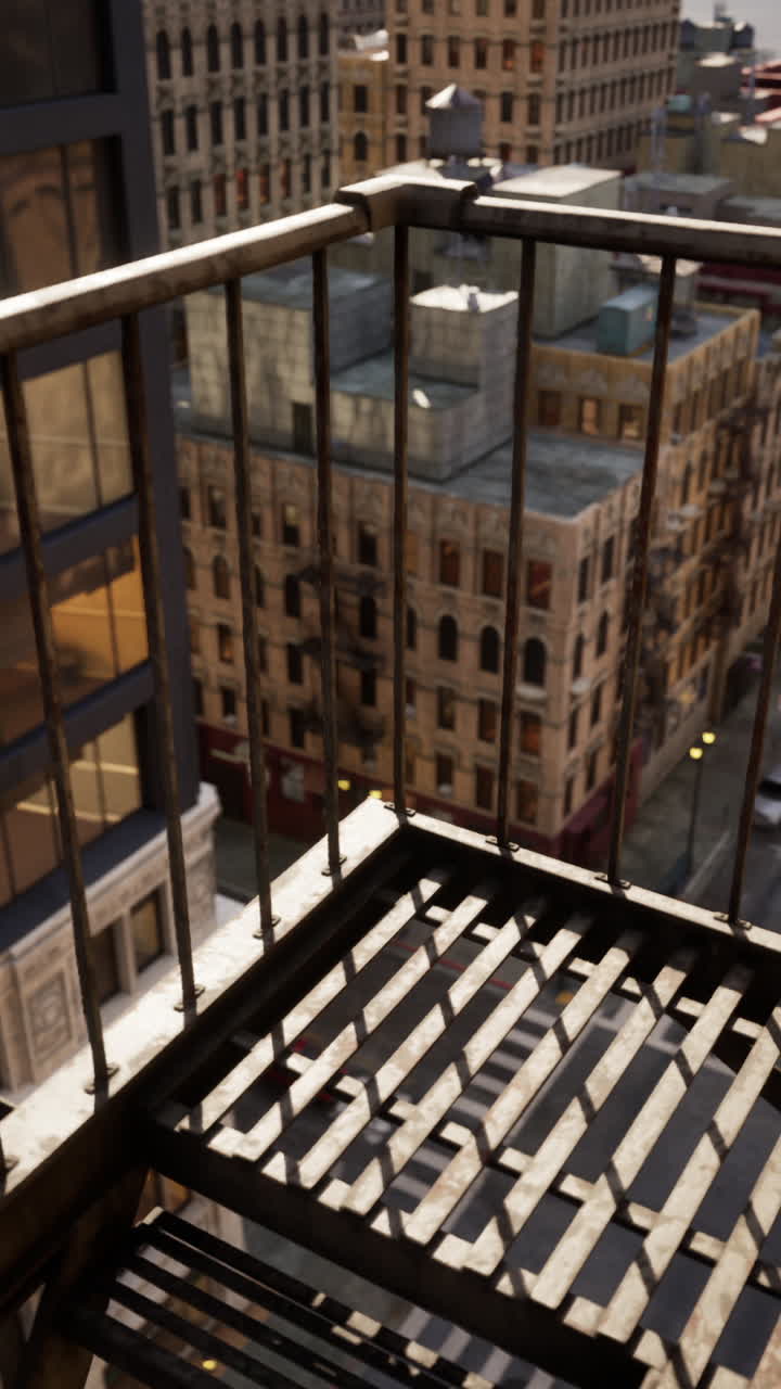 vista desde una escalera de incendios en una ciudad