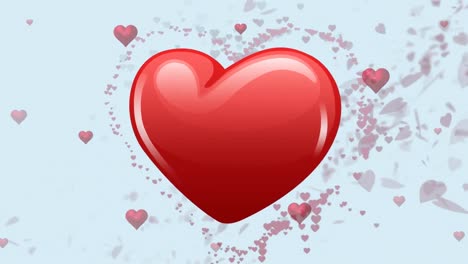 animación de múltiples corazones rojos sobre un fondo azul.