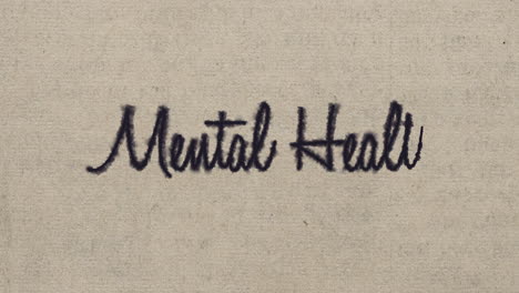 script font graphic with ink bleeding into paper, on green screen and on a white background, writing the text &quot;mental health