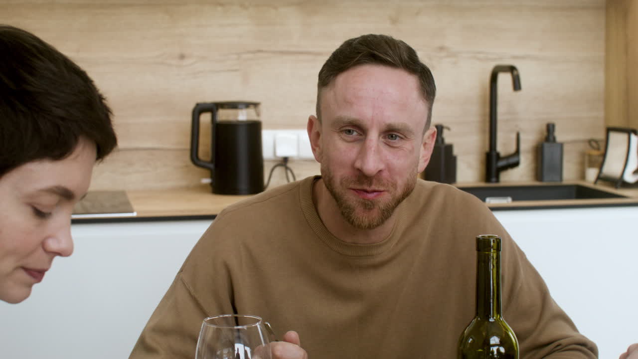 Friends having lunch indoors