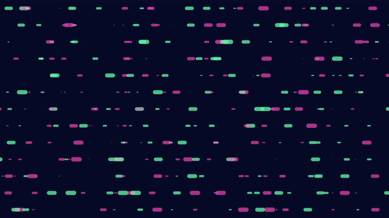 Abstract image showcasing a grid layout of purple and green dots against a black backdrop. Unique and visually intriguing pattern