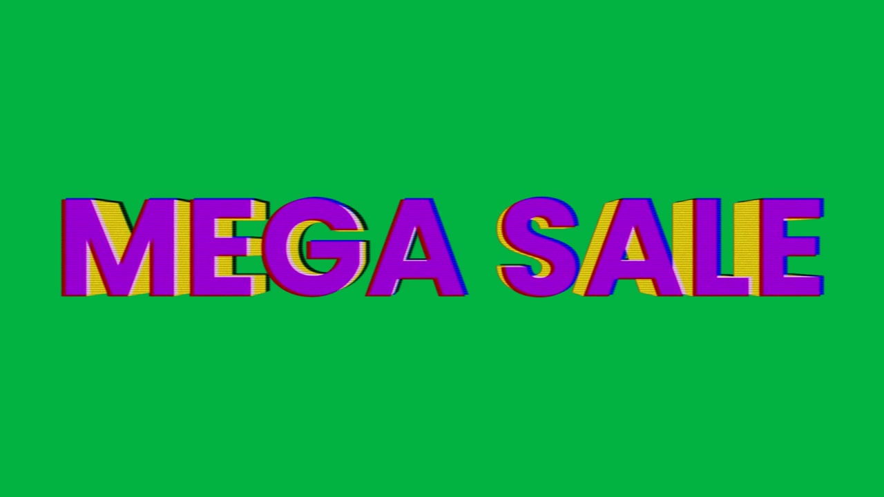 Animated Mega Sale Text on Green Screen Background
