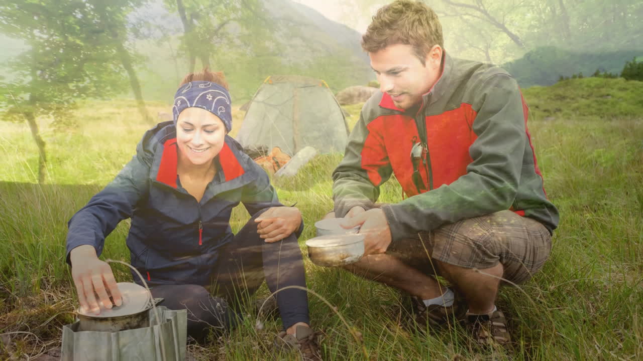 자연 속 의 행복 한 부부