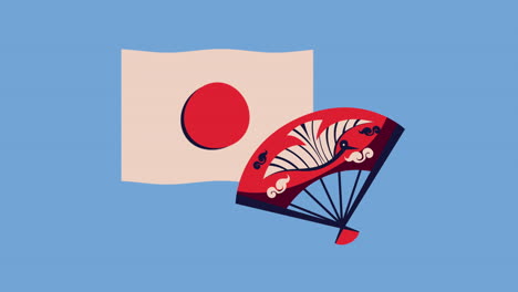 bandera y abanico japoneses