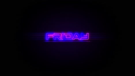 flashing friday electric blue and pink neon sign flashing on and off with flicker, reflection, and anamorphic lights in 4k