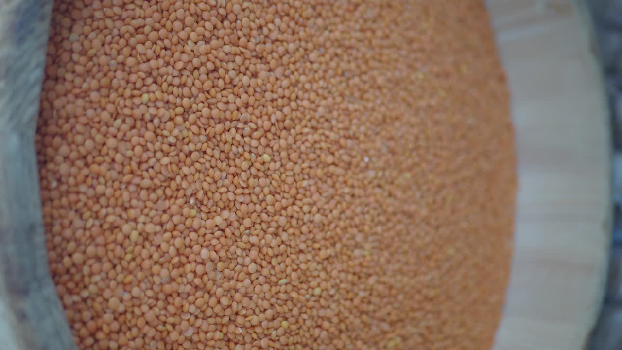Close-up of red lentils