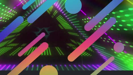 Animation-of-abstract-shapes-over-glowing-neon-tunnel-background