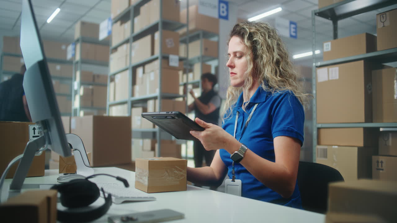 trabajador de almacén comprobando el inventario