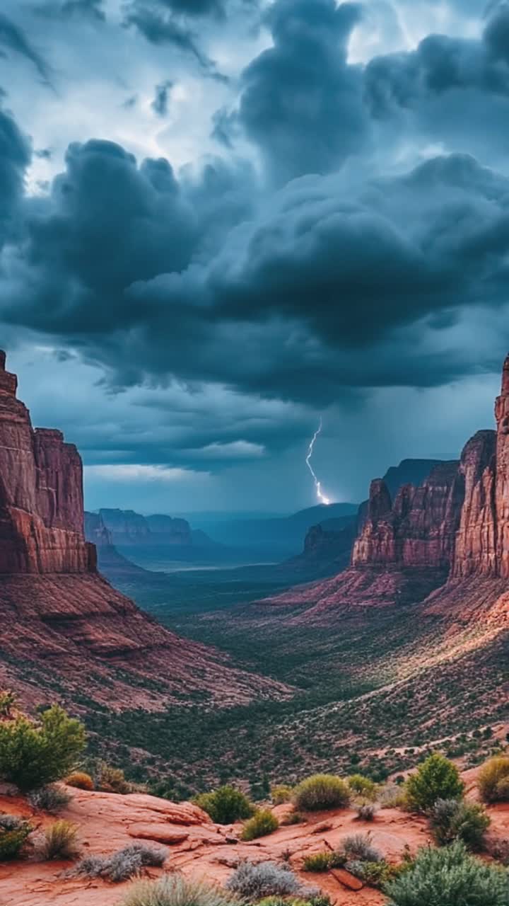 Dramatic Canyon Landscape Under Storm Clouds