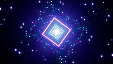 neon glittering square tunnel rotating vj loop