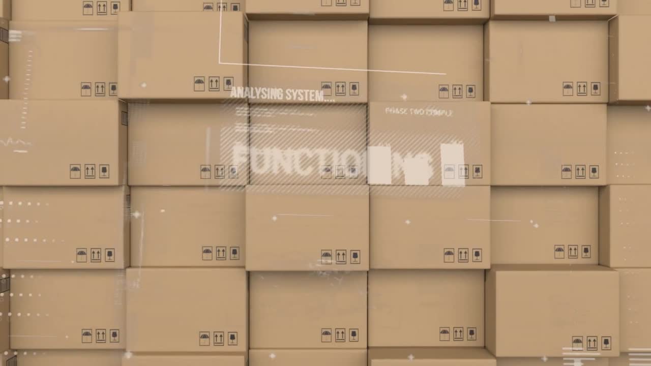 데이터 처리와 디지털 인터페이스 배달 상자 스택에 대항