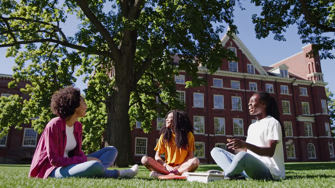 College Students Enjoying a Discussion on Campus