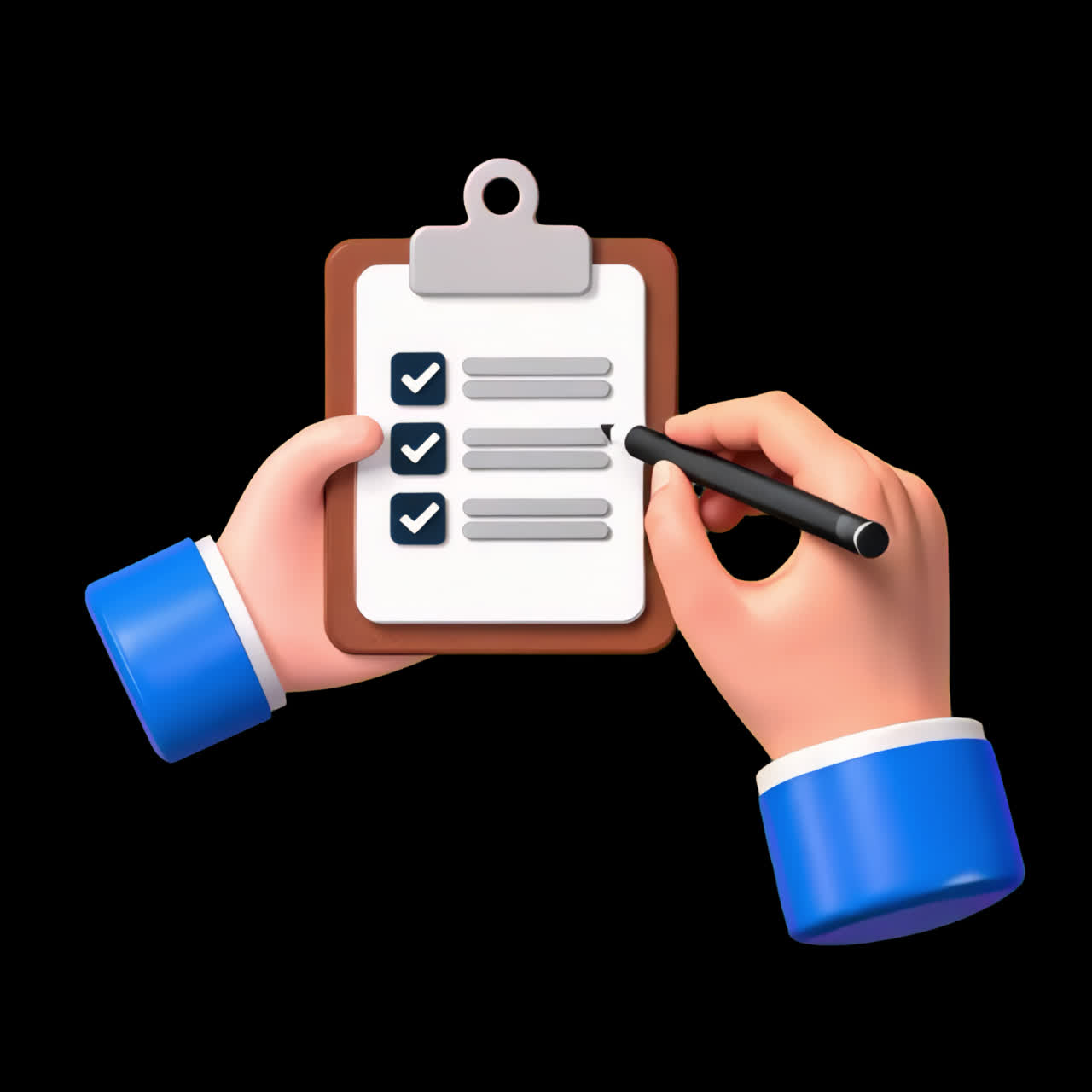 Checklist completion task illustration animation isolated asset, transparent 4K video, alpha