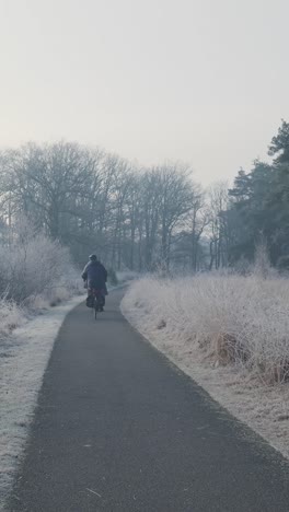 winter cycling in a frozen park