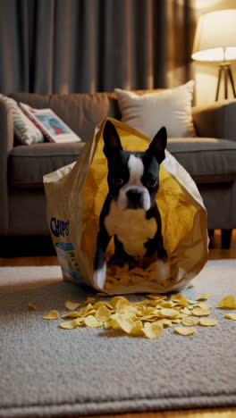 Dog Playing with Chips