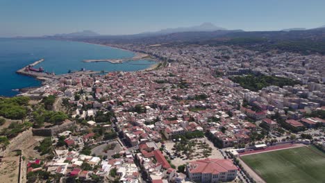 aerial view. rethymno town on the island of crete. the historical part of the city and the port