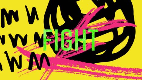 Animation-of-fight-text-over-colorful-graphics-and-shapes