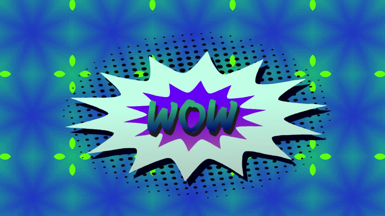 wow texto en la burbuja de discurso retro
