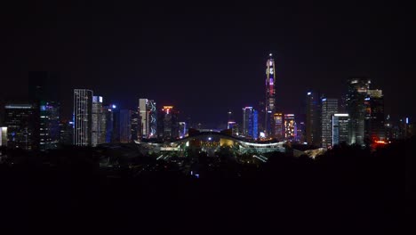 hora de la noche ciudad de shenzen centro del parque punto de vista panorama 4k china